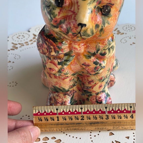 Floral Patterned Decoupage Vintage Cat Decor - Picture 16 of 16